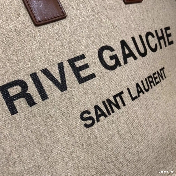 TOTE GAUCHE LEATHER PRINTED IN BAG RIVE LINEN YSL AND 0729